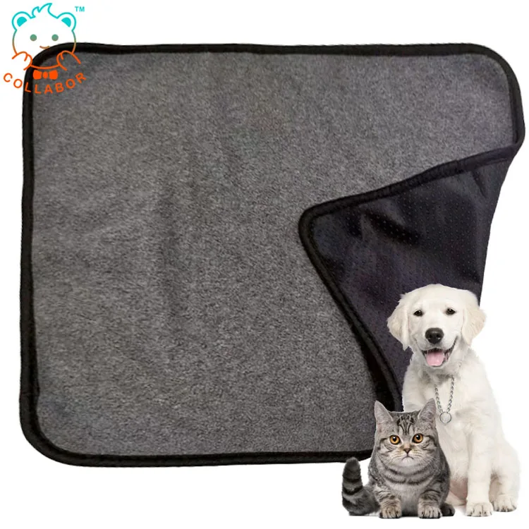 

COLLABOR Amazon Hot Larger Size Waterproof Pet Mat Food Feeding Mat In Stock Pet Training Silicone Mat For Dog Cat, Green microfleece or grey microfleece