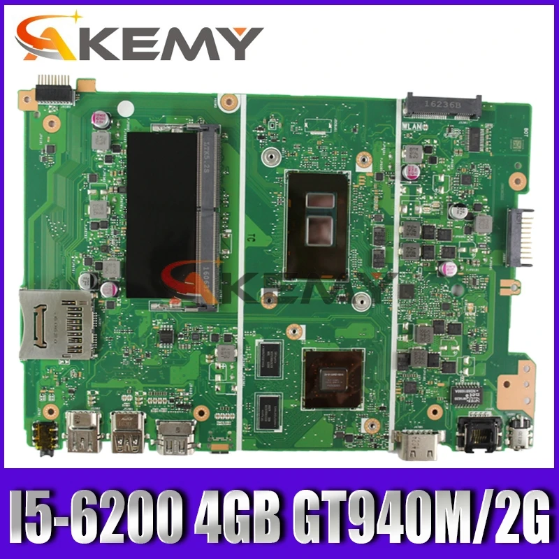 

Akemy For Asus X441U F441U A441U X441UR X441UV Laotop Mainboard X441UV Motherboard with I5-6200 CPU 4GB RAM GT940M/2G