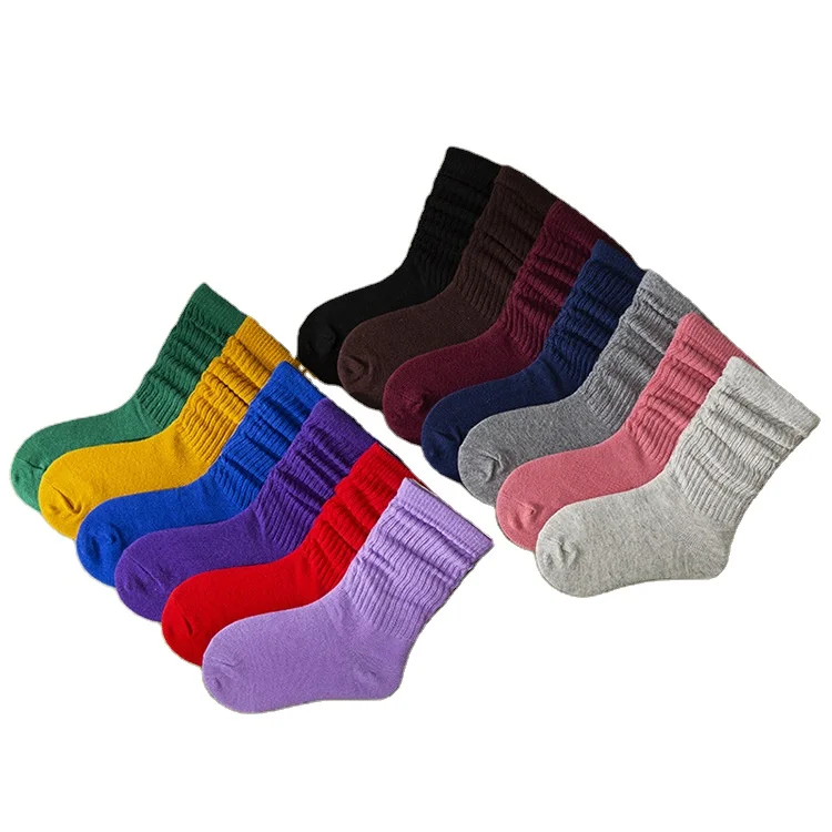 

2021 wholesale lazy spring plain color infant baby stocking kids slouch socks, Custom color
