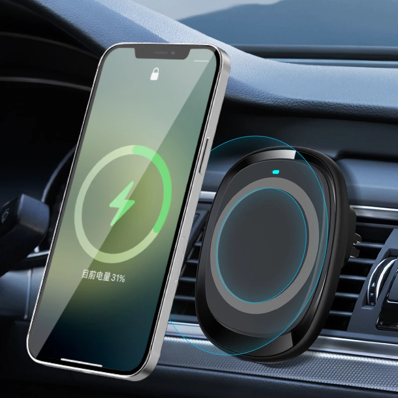 

car smartphone fast charging car mobile long distance fast universal 15w invisible magnetic wireless charger, Black