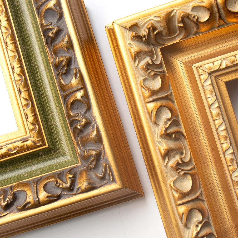 

Spot Goods Big Size European Retro Oil Painting Frames Wall Hanging Gold Leaf DIY Assembly Pine Wood Picture Frame Moulding