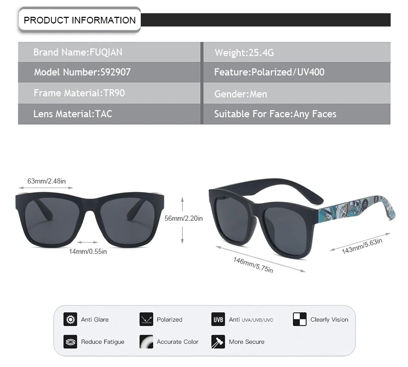 Trendy Printing Frame TAC Lens OEM Designer Authentic Round TR90 Polarized Men Sunglasses