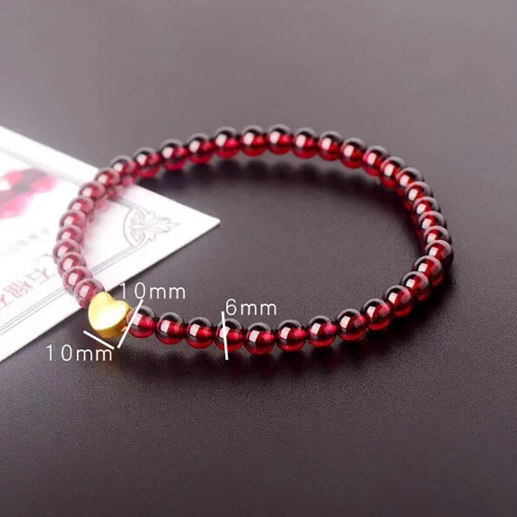 

Certified Pure 24K Gold Hard Gold Love Garnet Bracelet Ladies Fashion Accessories Valentine's Day Gold Shop Promotion Gift