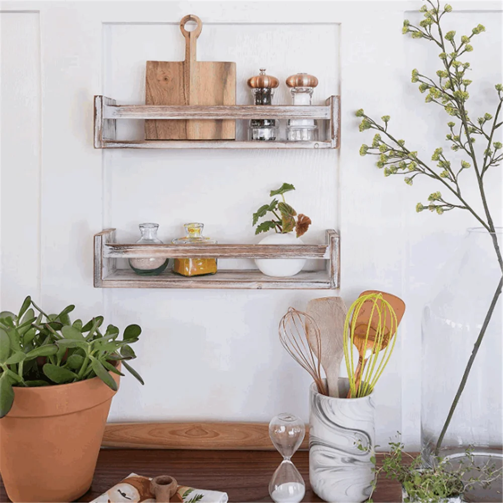 Set of 2 farmhouse style gray use in kitchen bathroom or nursery best selling rustic wooden float shelf