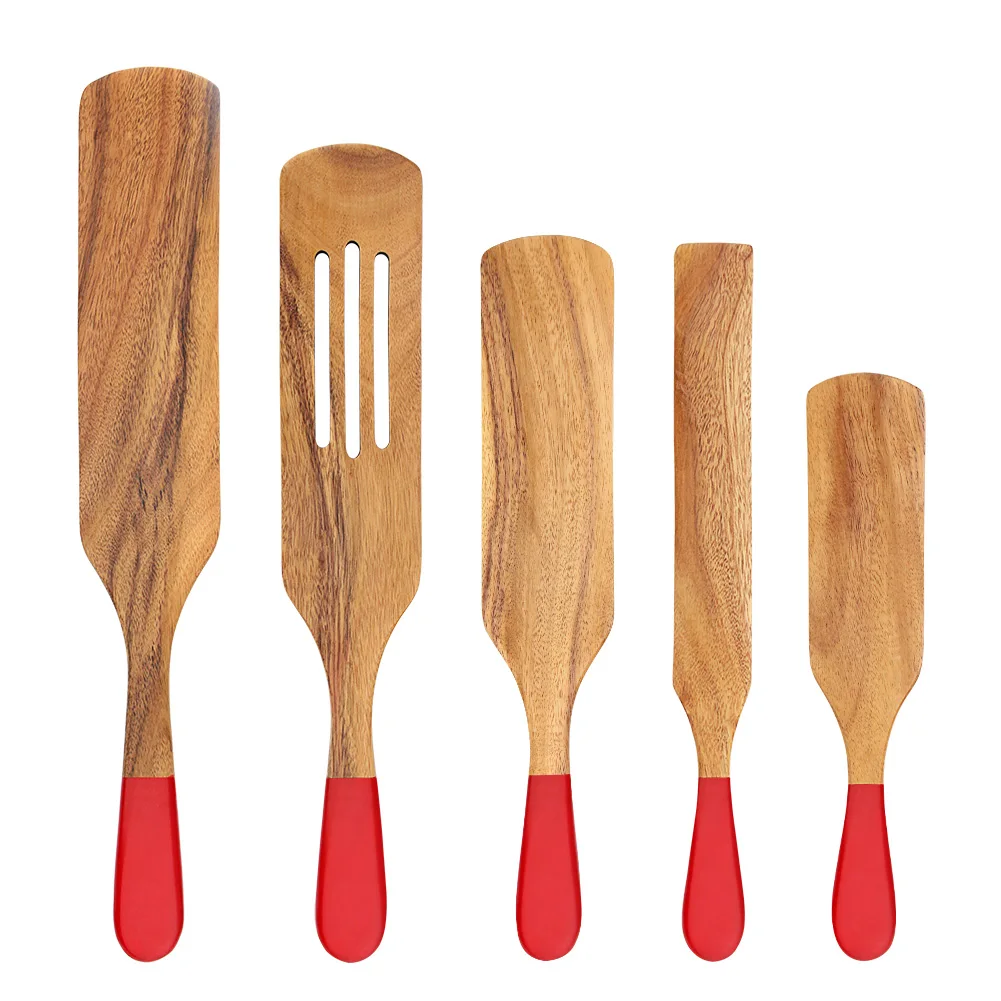 

Natural Acacia Spatula Set Wood Spoons for Cooking Spurtles Kitchen cooking Utensils, Natural wood color