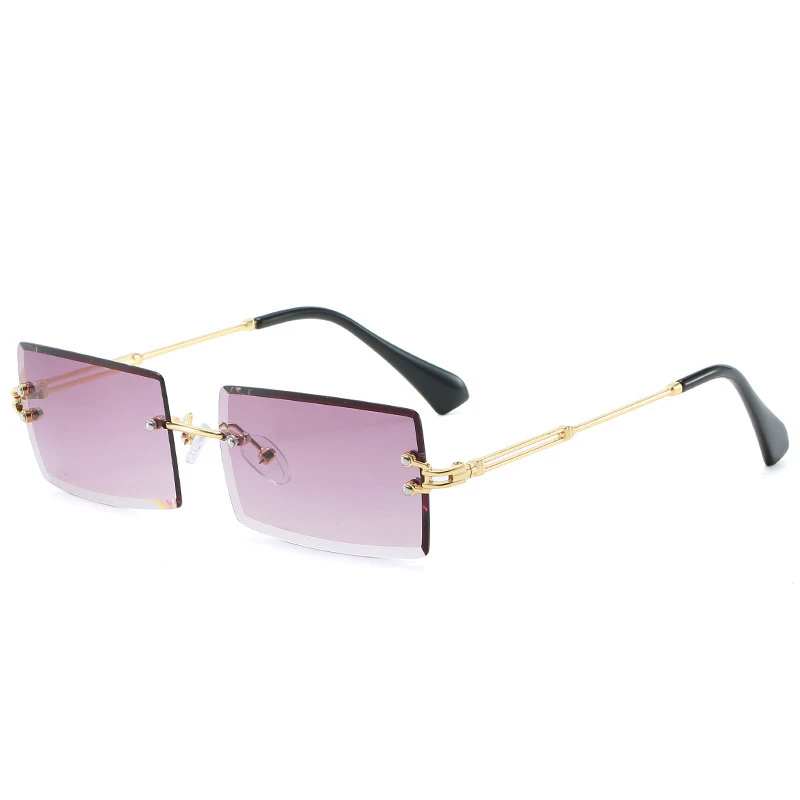 

Model A0365 Hotselling Fashion 2021 Retro Vintage Men Women Tinted Small Rectangle Rimless Sunglasses