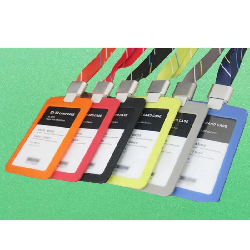 

High Quality Environmental Silicone ID Card name Badge Holder with standard lanyards,Hot In Silicone, Red,blue,grey