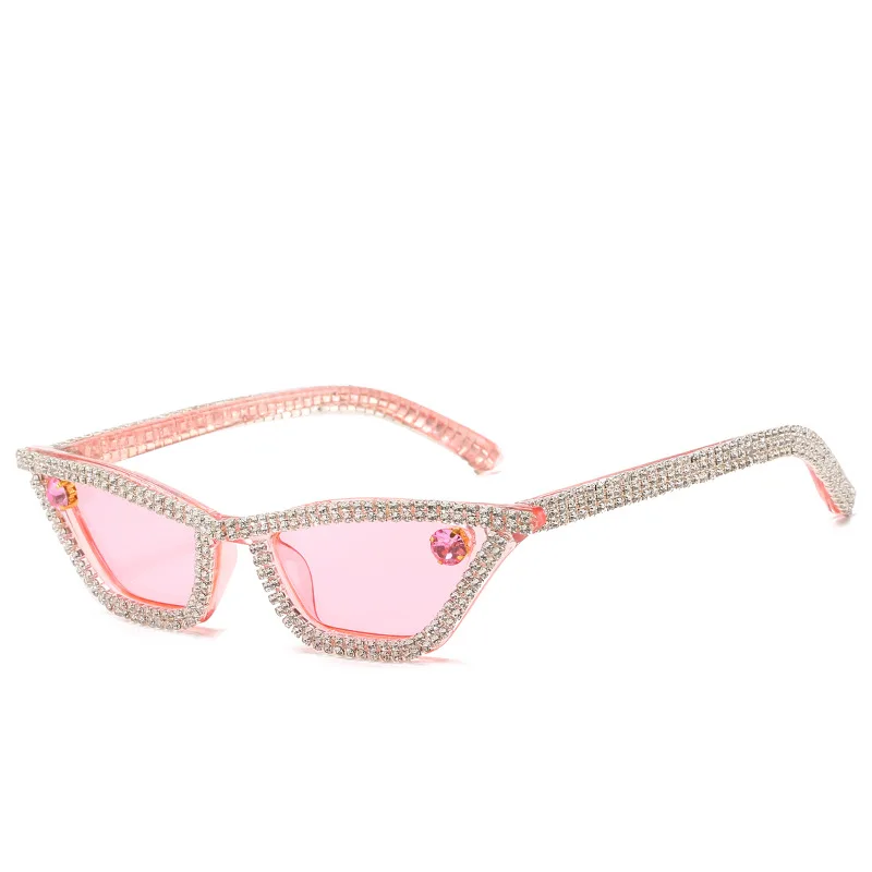 

2021 New Luxury rhinestone Sunglasses Fashion Women Lady Design Crystal Cate Eye Diamond Glasses Cateye Sun Glasses with Diamond