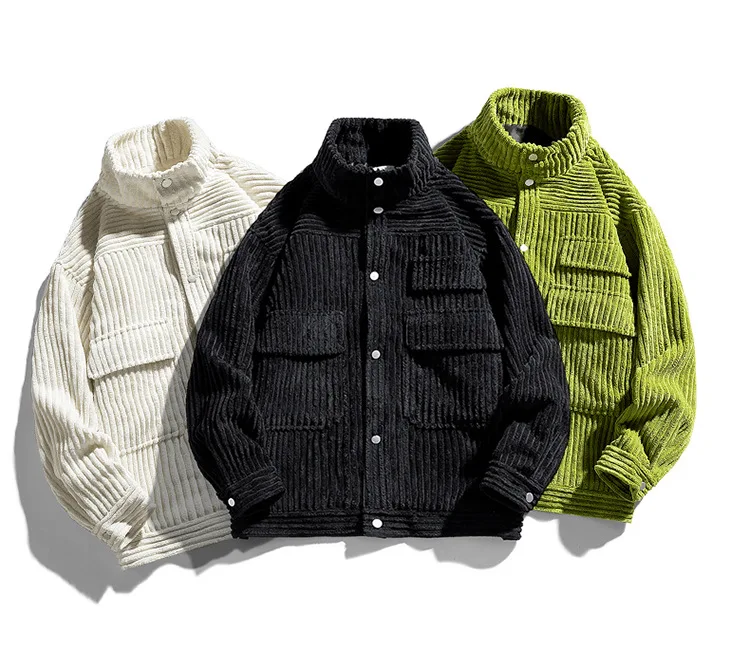 

M-3XL winter new style men's solid collar corduroy work jacket large fashion casual cardigan men's coat