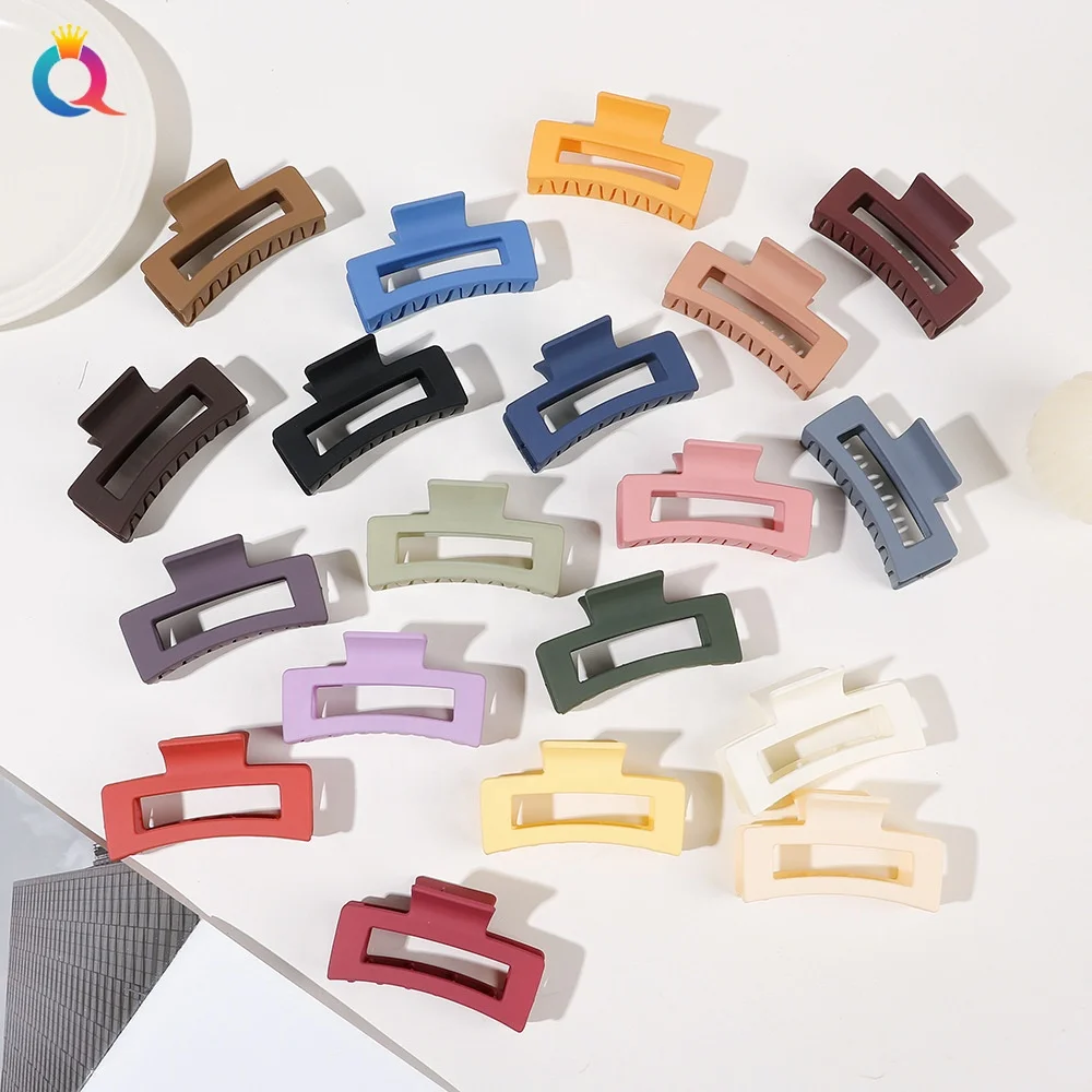 

8.5cm length matte hair claw rectangle solid color simple hair clip