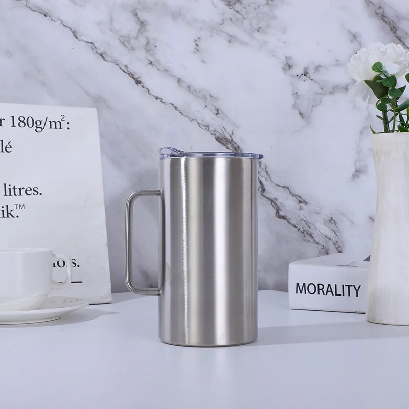 

Double Wall Stainless Steel Vacuum Mug With Handle Travel Mug Custom