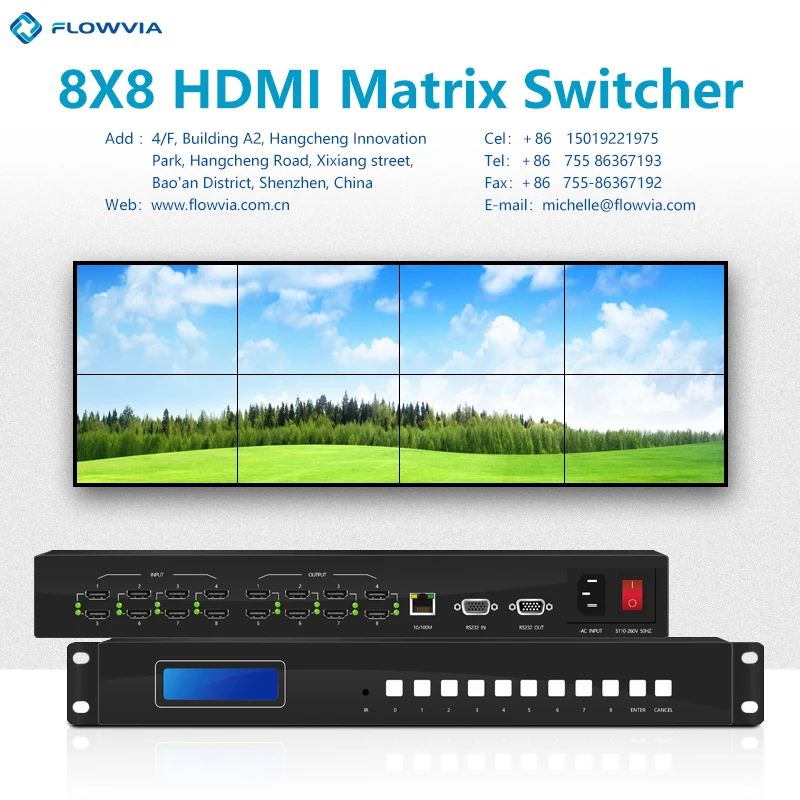 8x8 8 In 8 Out 4k Hdmi Cctv Matrix Switcher For Video Wall Screen Home