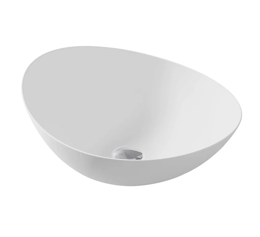 Modern design solid surface luxury elegant oval white wash basin