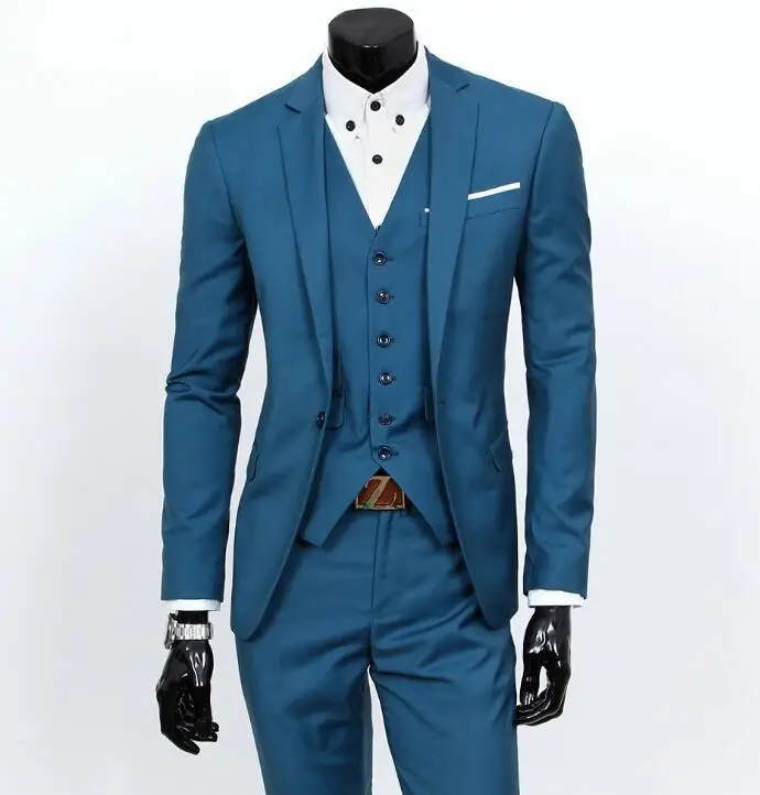 

Wholesale Hot sale men suit blue 3pcs african men's suit man blazer custom