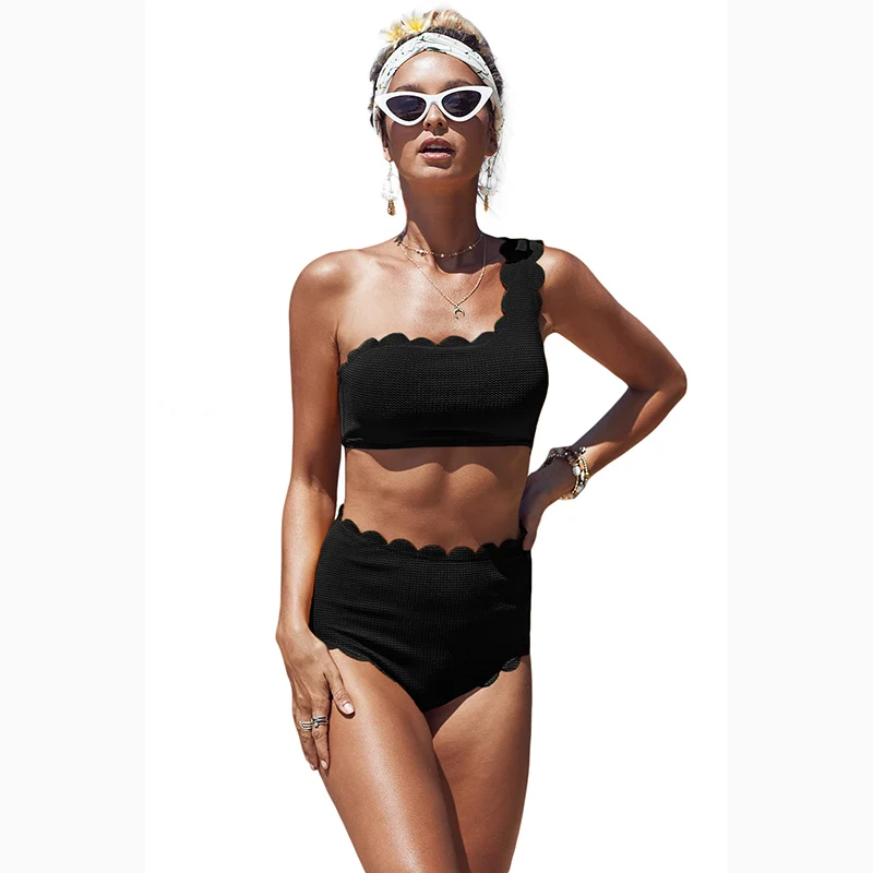 

New Style High Waisted One Shoulder Swim Wear Bikini