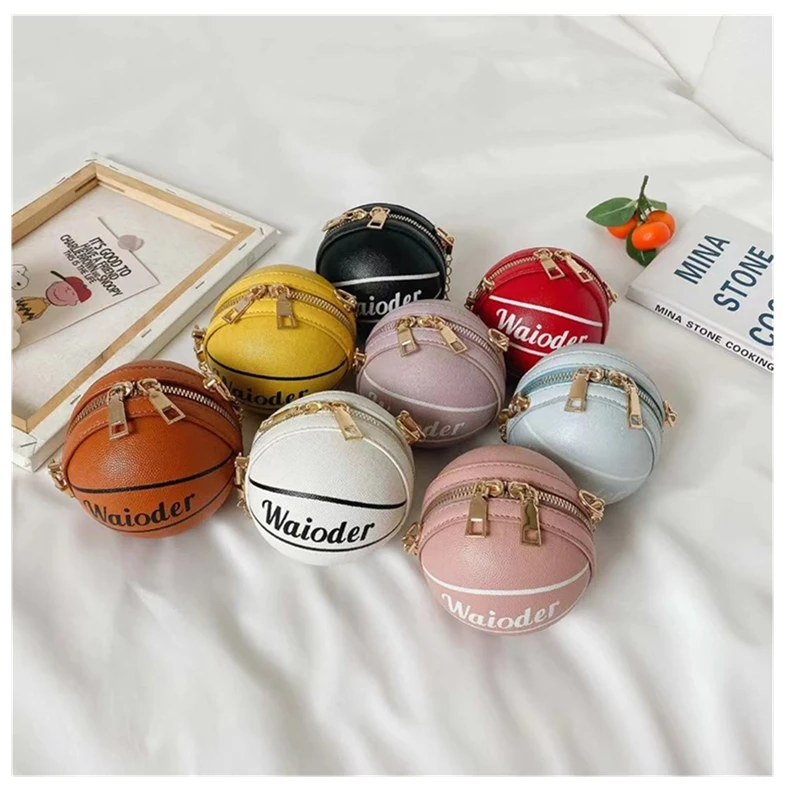 

2021 Ladies Mini Crossbody Bag Fashion Shoulder Bag Kids Small Handbag Mini Basket Ball Purse, As the picture shown or you could customize the color you want