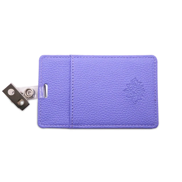 

hot sale retractable wallet name leather vertical card glitter id badge holder, Purple