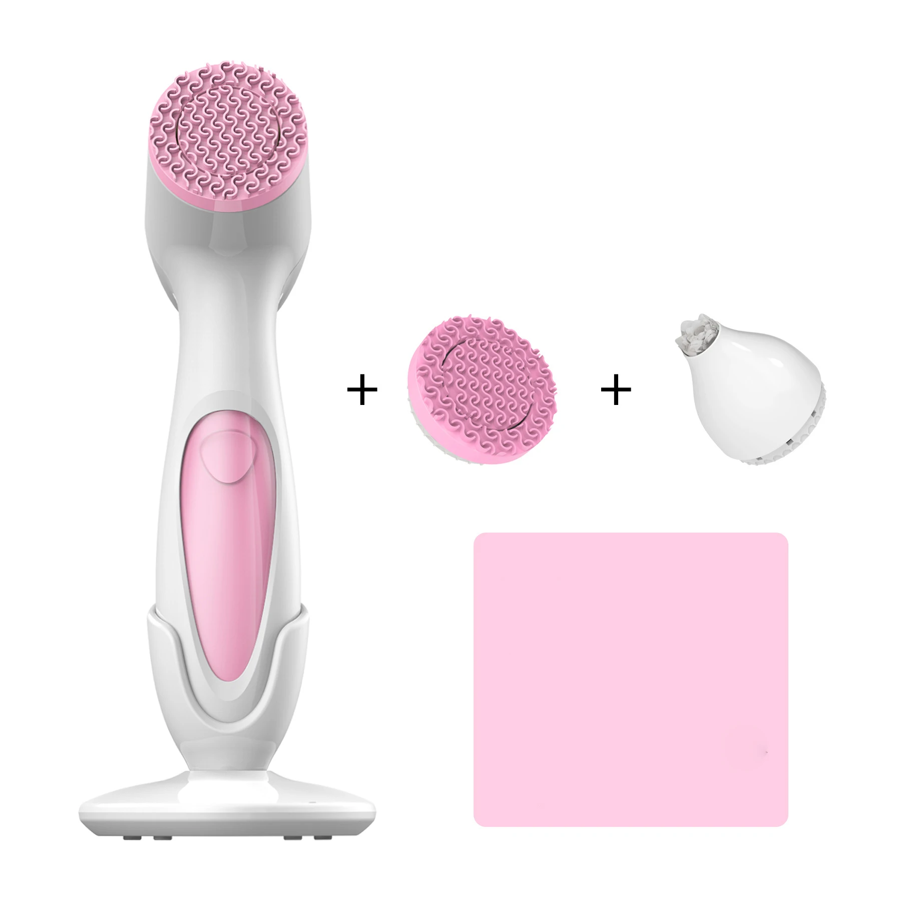 

2021 Amazon hot sale waterproof face cleansing brush silicone New upgrade facial cleansing brush with eye care head, Pink/blue/black