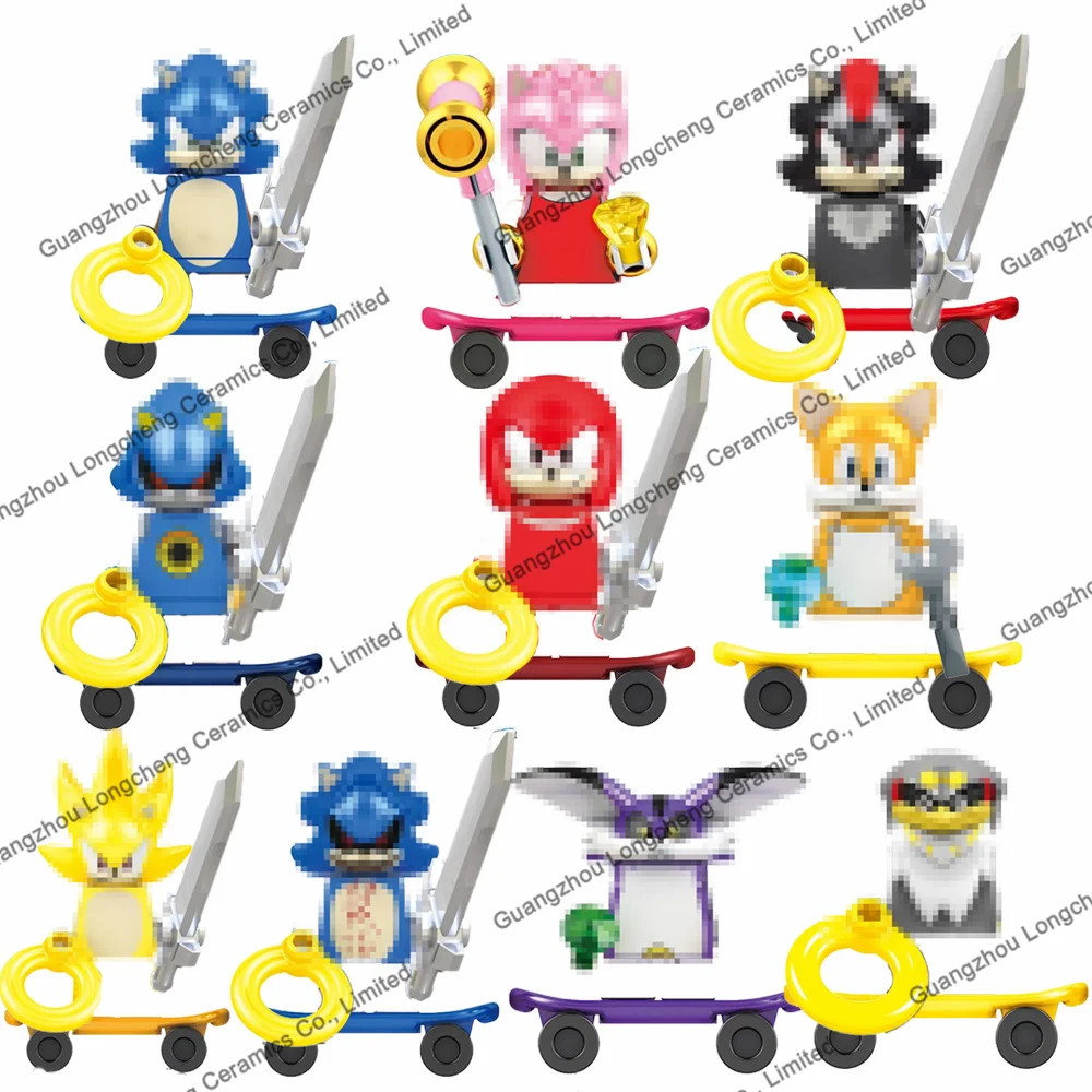 

Cartoon Amy Rose Shadow Storm Nakkurusu Teirusu Big The Cat Mini Assembled Building Blocks Action Figures Kid's Toys KF6123