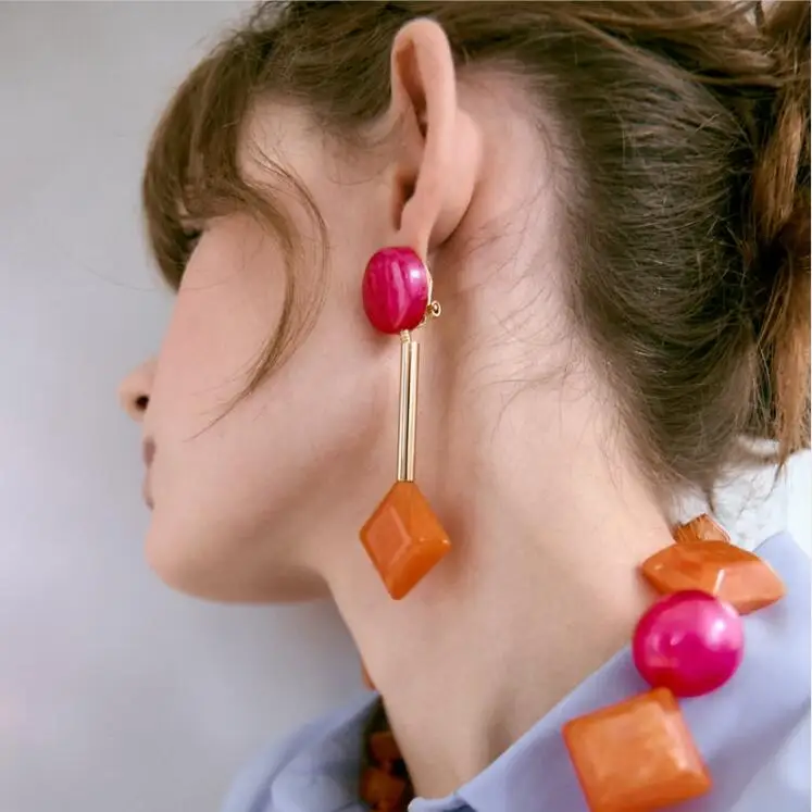 

Za Earring 2023 New Bohemian custom acrylic resin Long tassels Drop Dangle Earrings For Women Statement Jewelry Gift