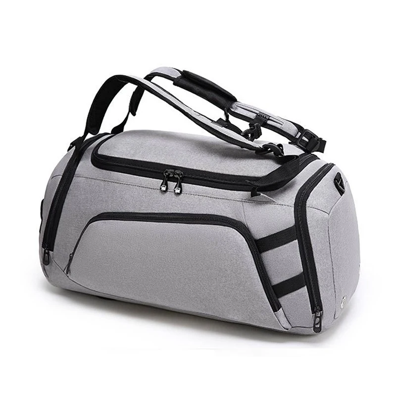 

Travel Gym Nylon Waterproof Sports Duffle Bag with Shoe Compartment, Grey