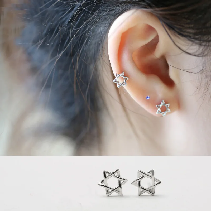 

925 Sterling Silver Six-pointed Star Stud Earrings For Women Elegant Wedding Jewelry Pendientes Mujer Moda 2022 Brincos