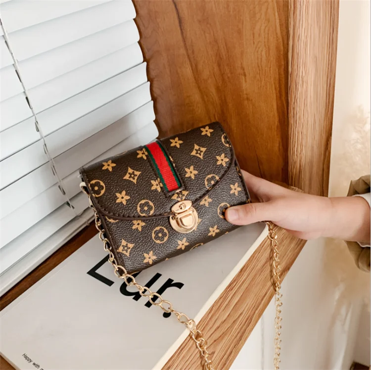 

fashion classic print kids purse mini handbag