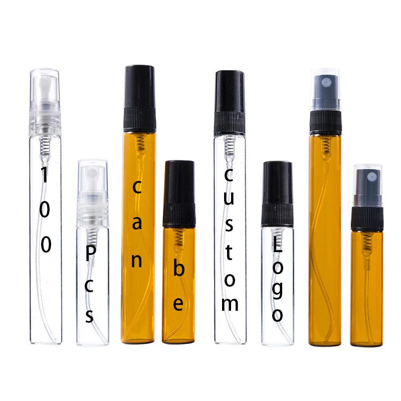 

100pcs Custom Logo Pump Portable Glass Atomiser Tube Screw Sprayer Perfume Bottles for Sample