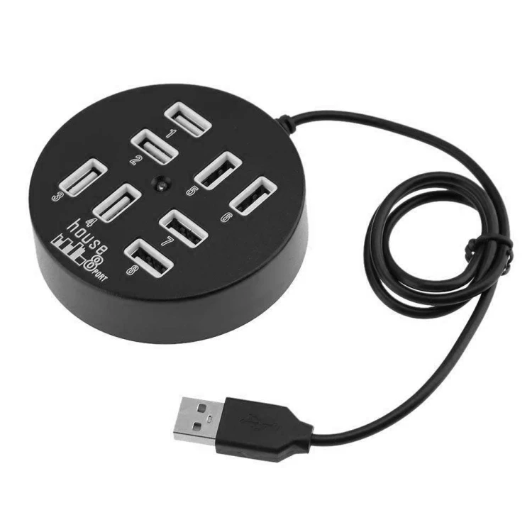 

Wholesale High Speed 8 Ports USB 2.0 Portable Round Hub