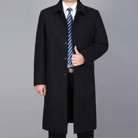 

Winter New Turn-down Collar Black Coats for Men Smart Casual Slim Cashmere Coats