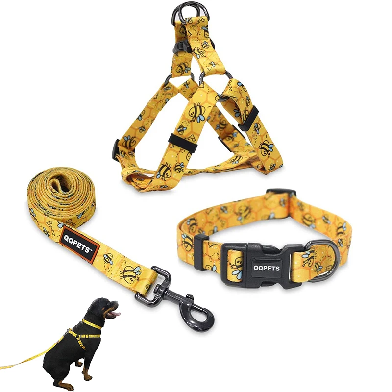 

2021 print logo polyester dog collar leash set in stock, Customized color