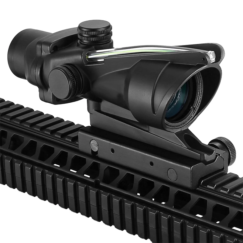 

Hunting Rifle Scope ACOG 4X32 Fiber Sight Optics Green Illuminated Redticle Airsoft ACOG Riflescope 4x32 ACOG, Black