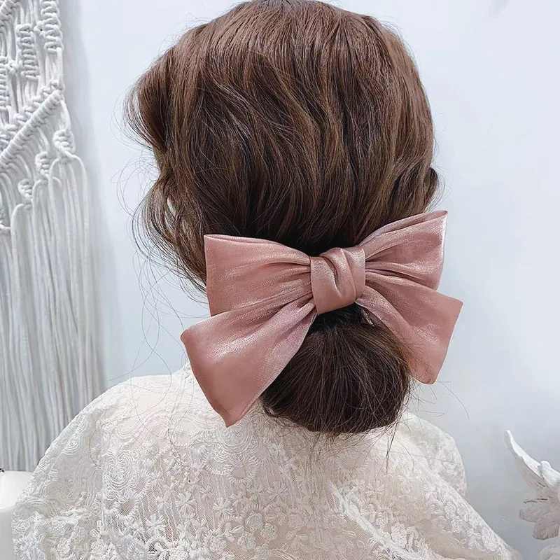 Hair Accessories Yarn Spring Clip Oversized Bowknot Hair Clips  Jewelry