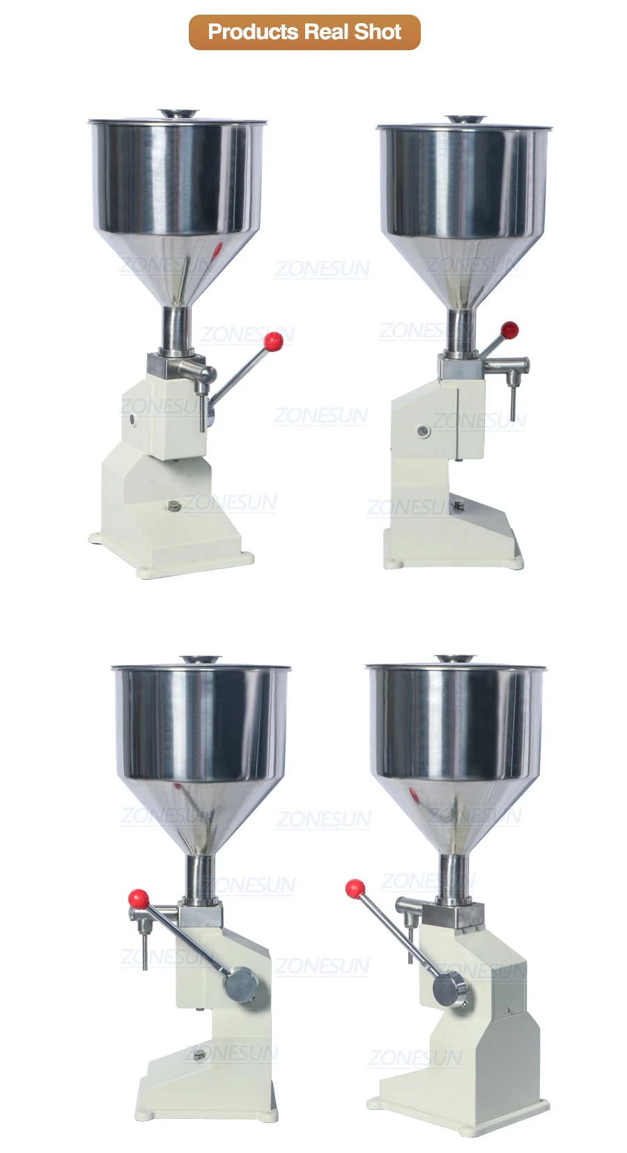 Zonesun A03 Manual Paste Honey Liquid Filling Machine Cream Bottle Vial Filler Sauce Jam Nail