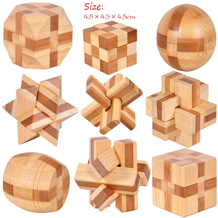Bamboo educational toys Lu Ban lock educational jigsaw puzzle game bamboo 3D puzzle