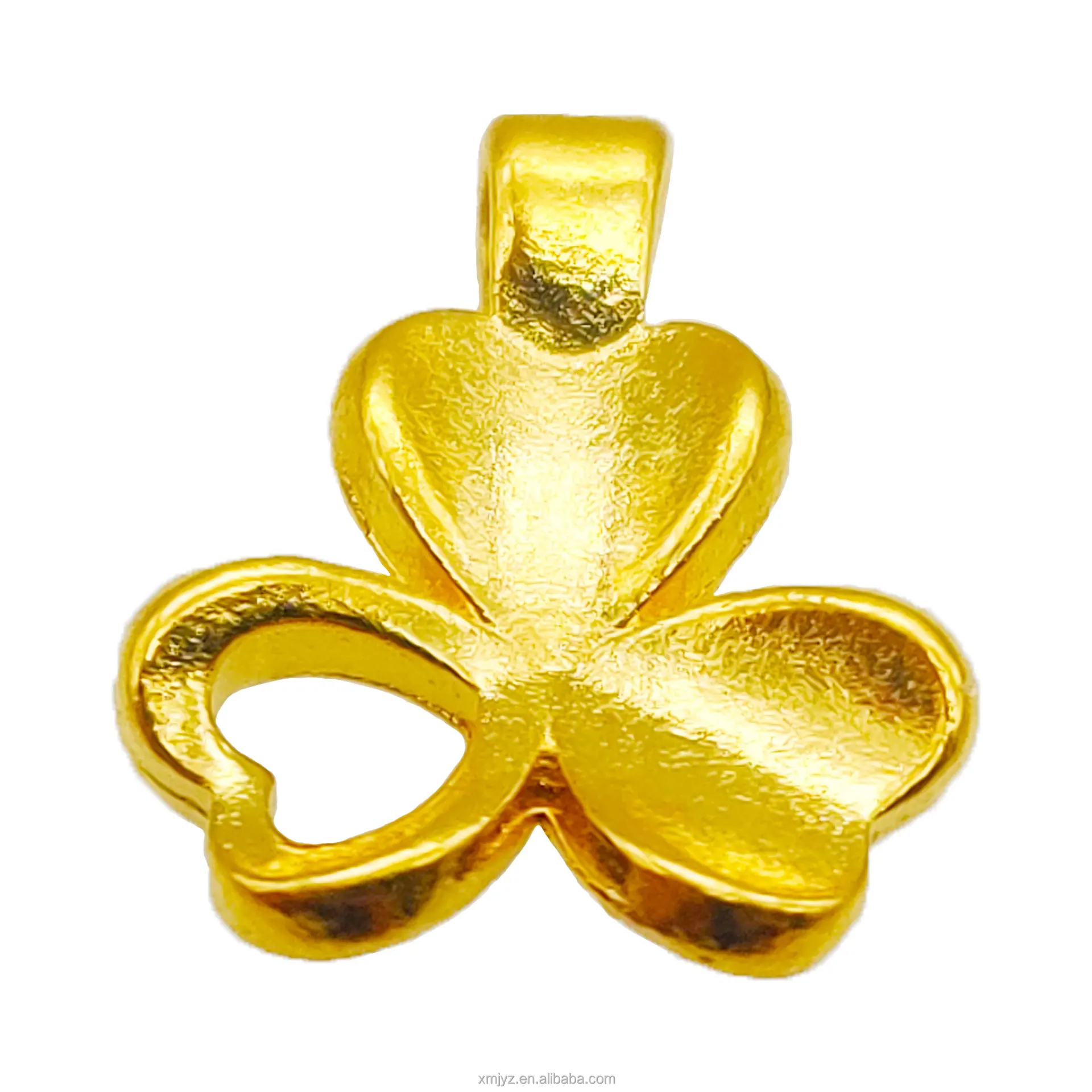 

Certified 999 Pure Gold Clover Pendant 3D Hard Gold Hollow Love Pendant Necklace Accessories