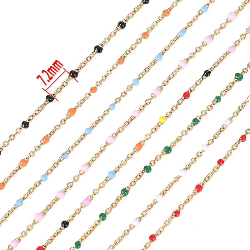 

Wholesale waterproof tarnish nickle free pvd 18k gold plated stainless steel neon colorful enamel link chain for jewelry making