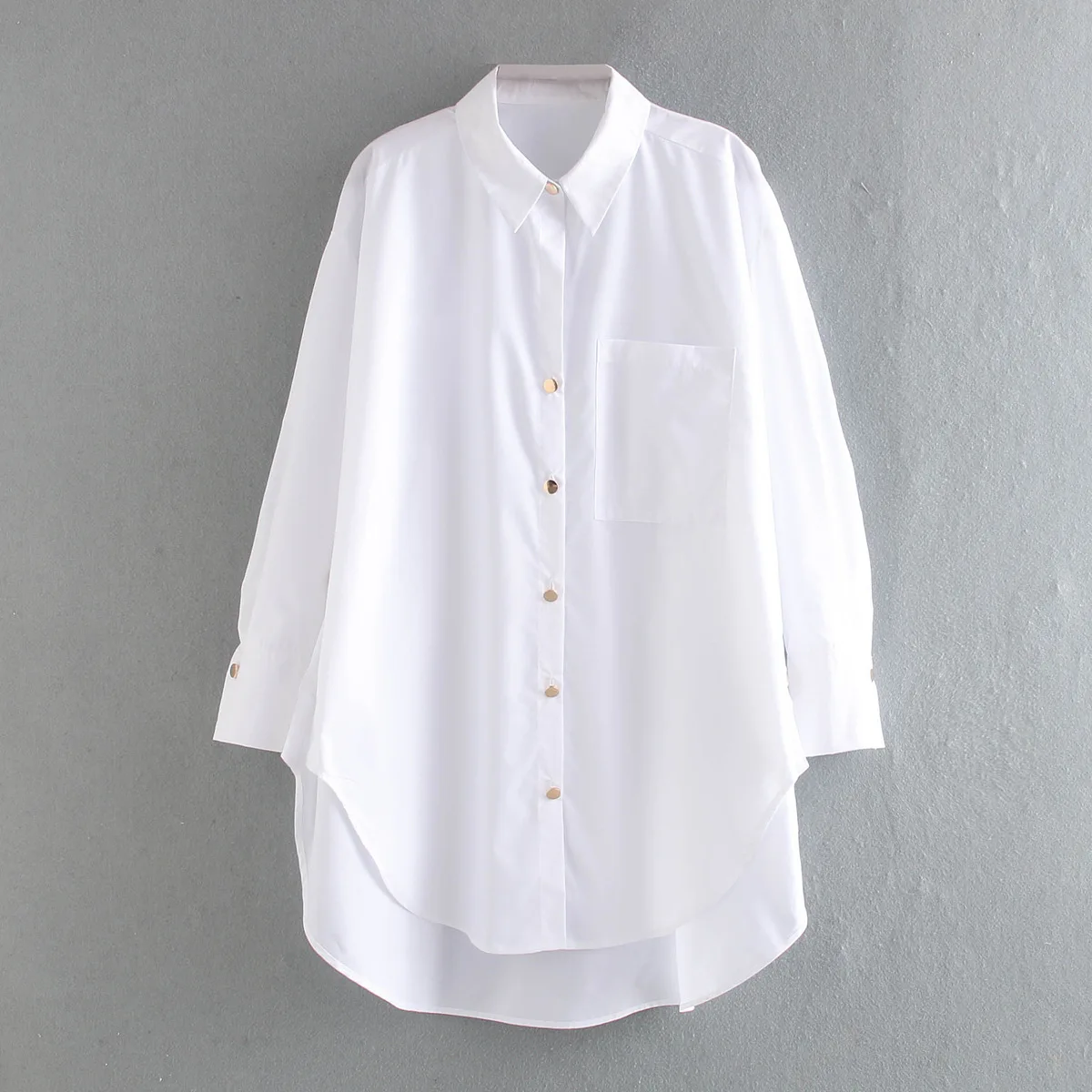 XS-L Customize Women  Long Blouse   Button up Long Sleeved Shirt