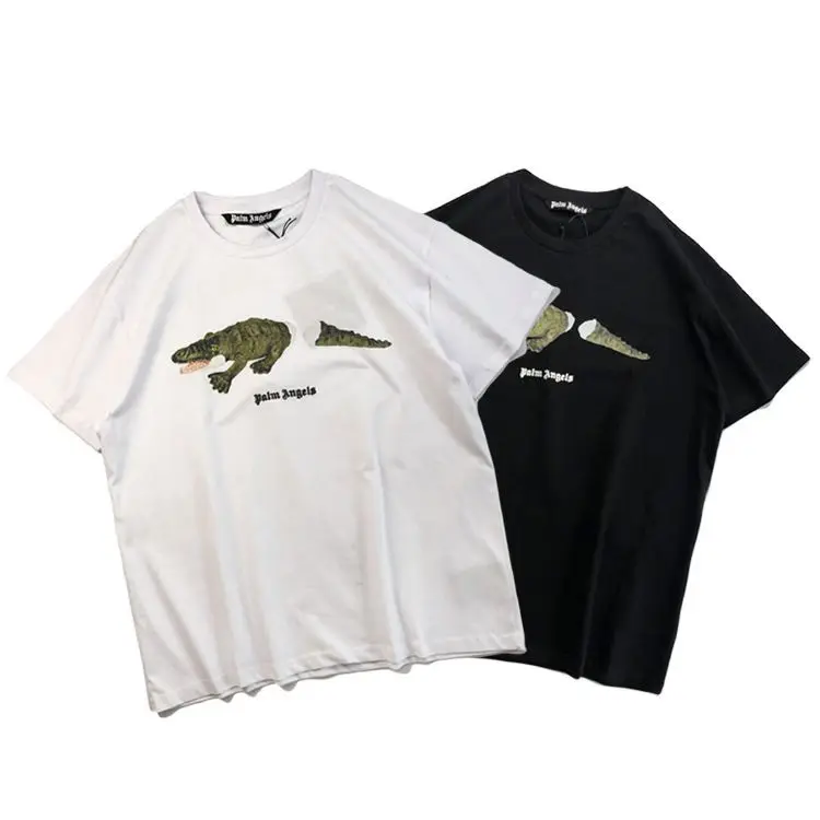 

New Street Brand O Neck Mens Palm Angels Casual British simple sports crocodile print T shirt, Customized colors