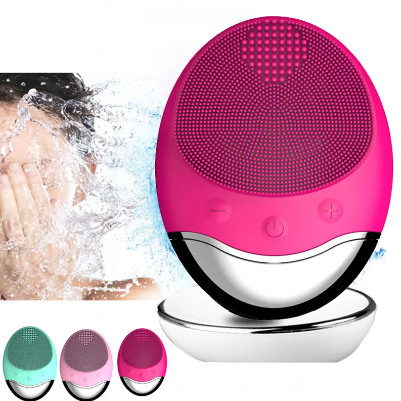 

Logo Branded Wireless Charger Facial Cleansing Brush Electric Silicone Face Brush