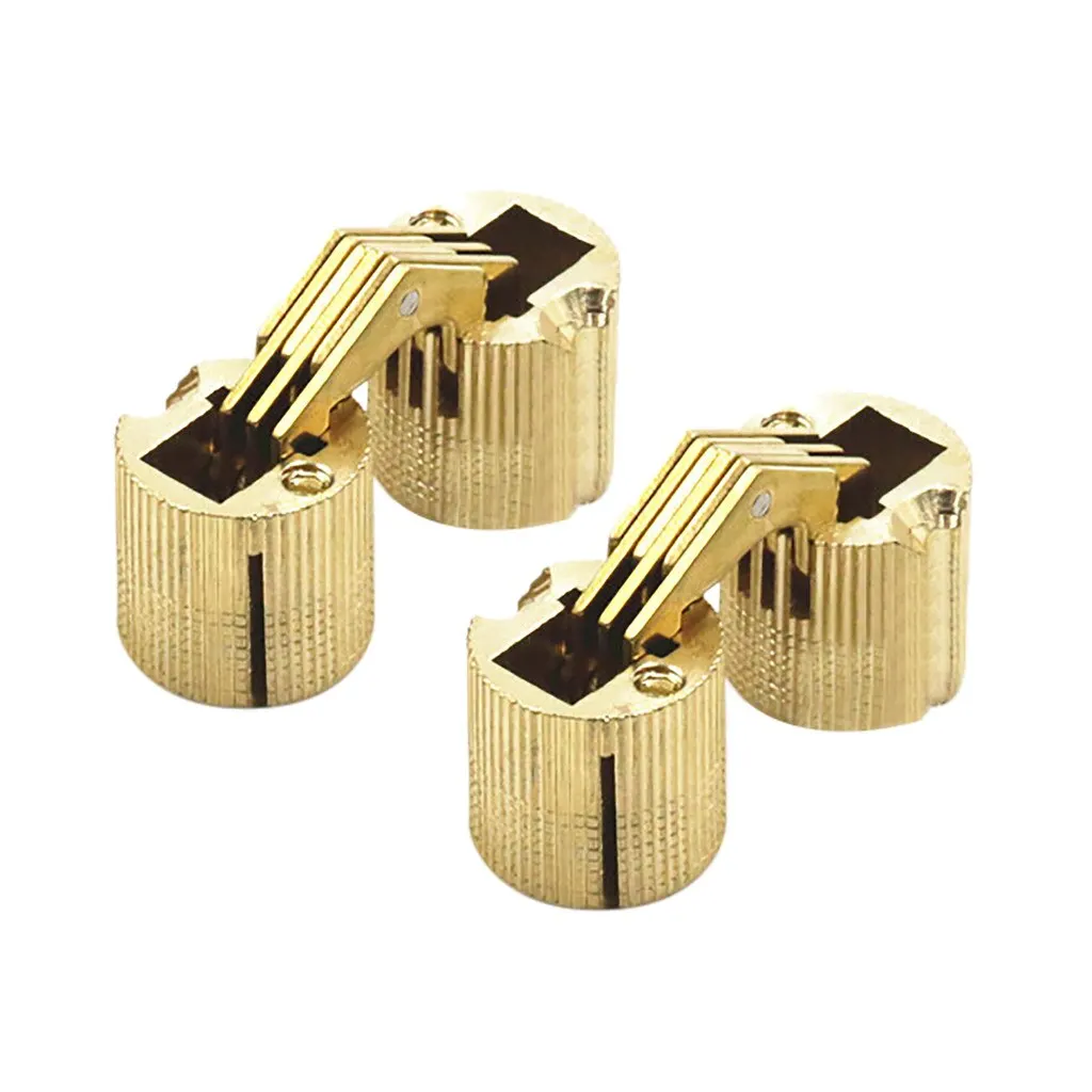 4Pcs Pack Copper Solid Brass Cabinet Gift Box Concealed Barrel Hinge 8mm 180° Opening Angle Cylindrical for Furniture Mount Jewelry Gift Box DIY Wooden Door