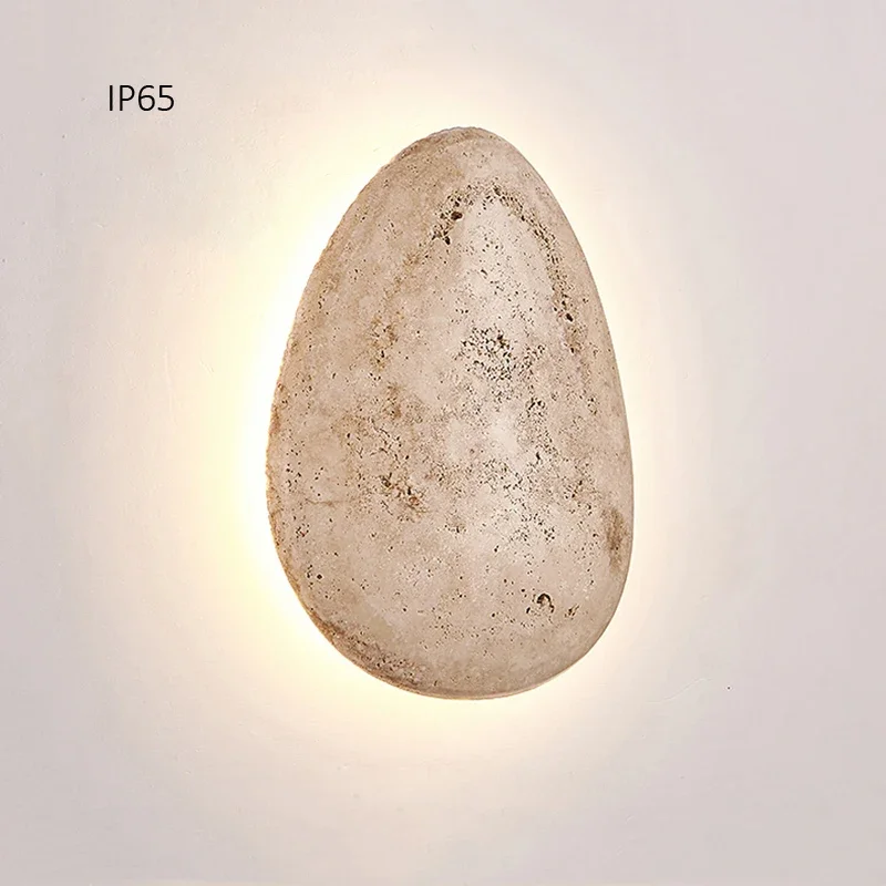 Natural Yellow Stone LED Wall Lamps Waterproof Ceramic Corridor Doorway Decor for Bedroom Cobblestone Villa Courtyard