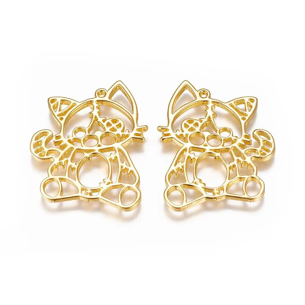 

PandaHall AlloyGolden DIY Jewelry for Resin Cat Open Back Bezel Pendants, Golden