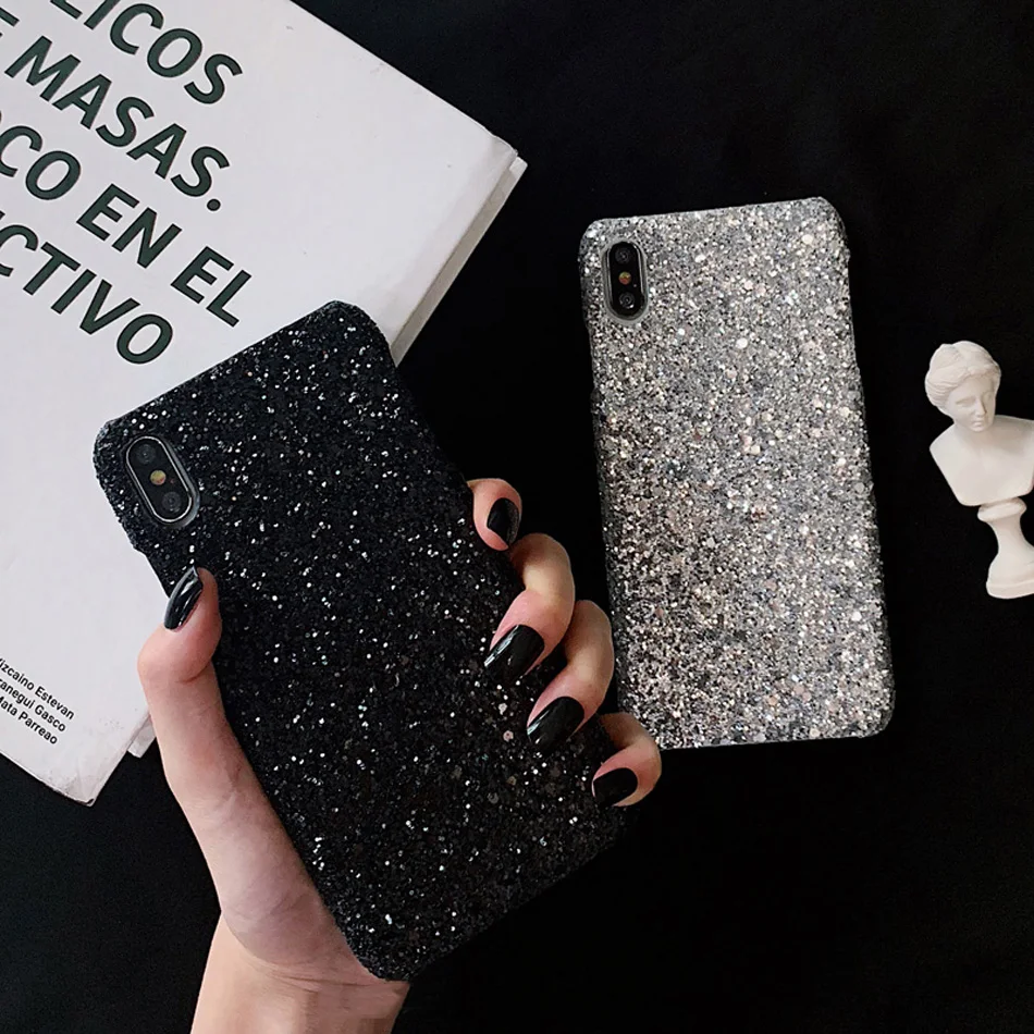 

Drop shipping moskado Phone Case For iPhone 11 12 Pro Max XR X XS Bling Glitter Shining Flash Hard Back Cover