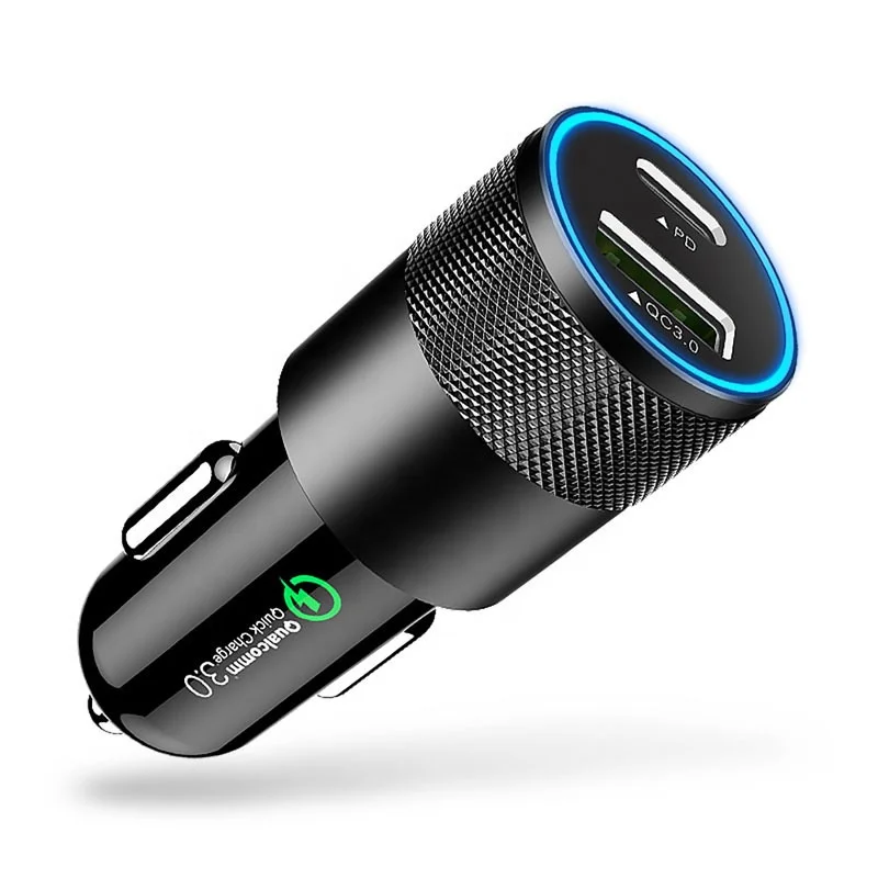 

2021 quick charge fast type c qc3.0 pd dual usb car charger