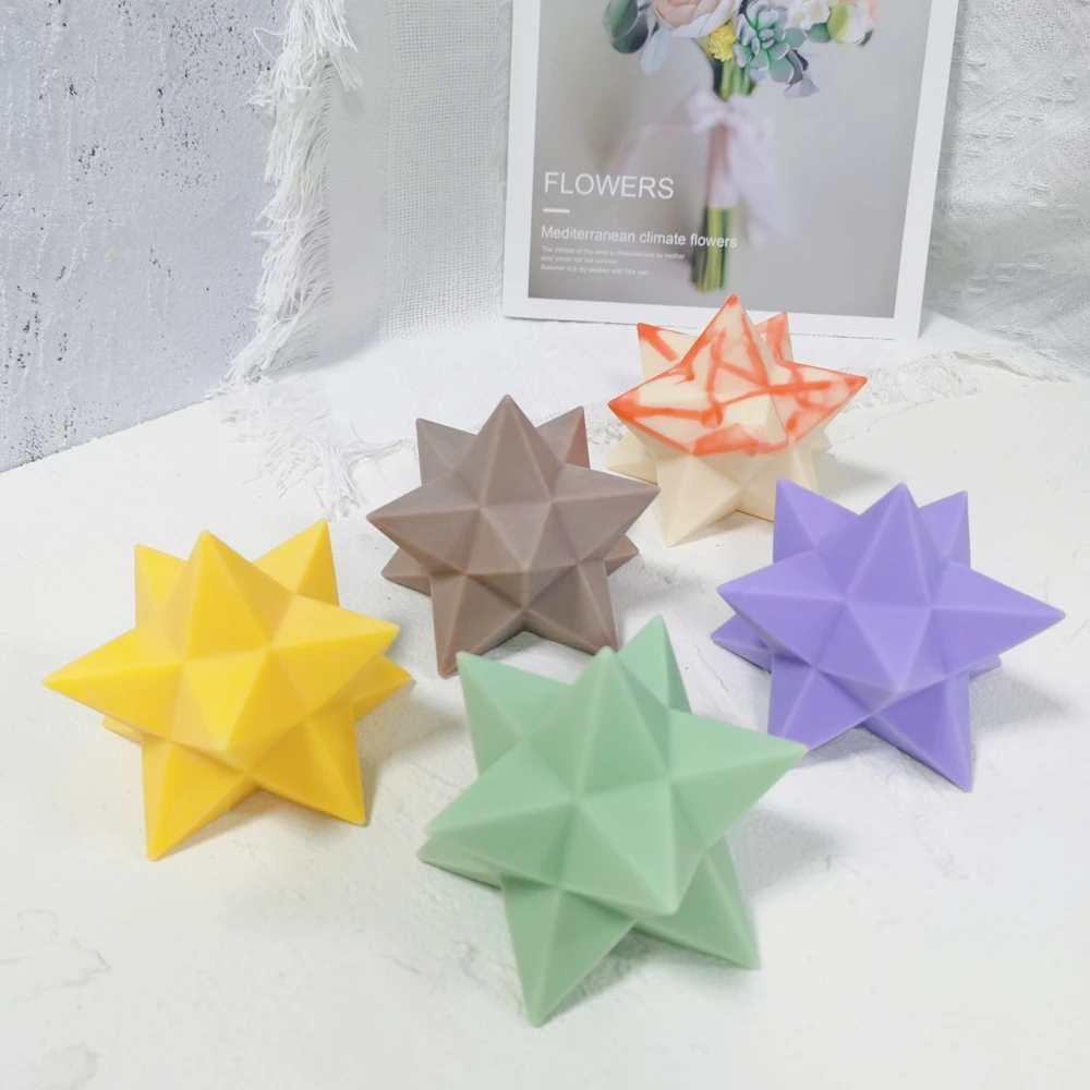 

D132 DIY 3D Five Pointed Star Candle Molds Pentagram Moroccan Style Star Silicone Moulds For Abnormity Decorations, Stocked / cusomized