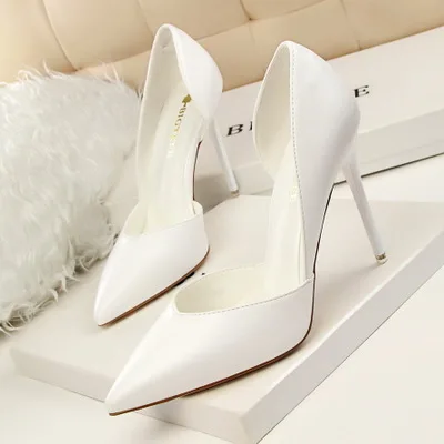 

Foma shoes 3168-3 Simple sexy shallow mouth pointed head 10cm stiletto heel side cut out heel ladies high heels