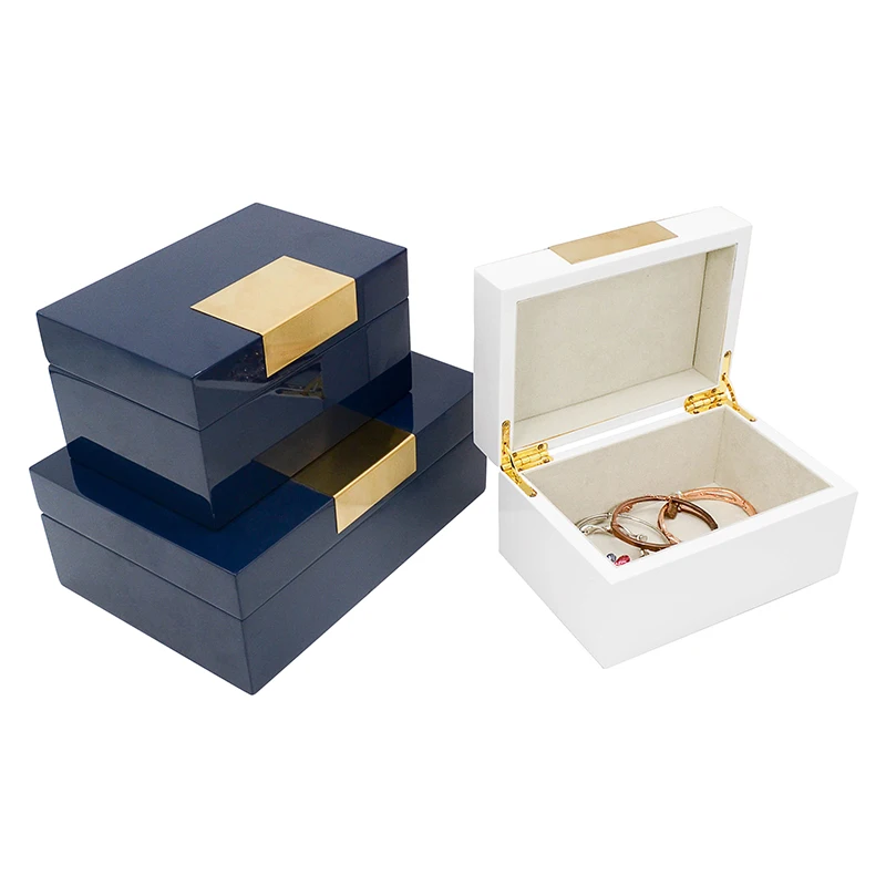

high-end luxury and fashion Jewelry personalised solid wooden coloring Box, Blue