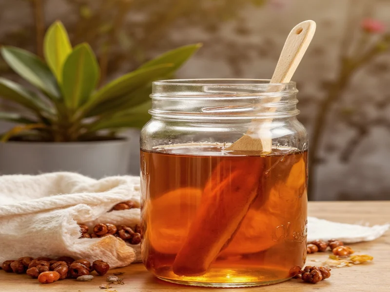 Homemade syrup ingredients in mason jar