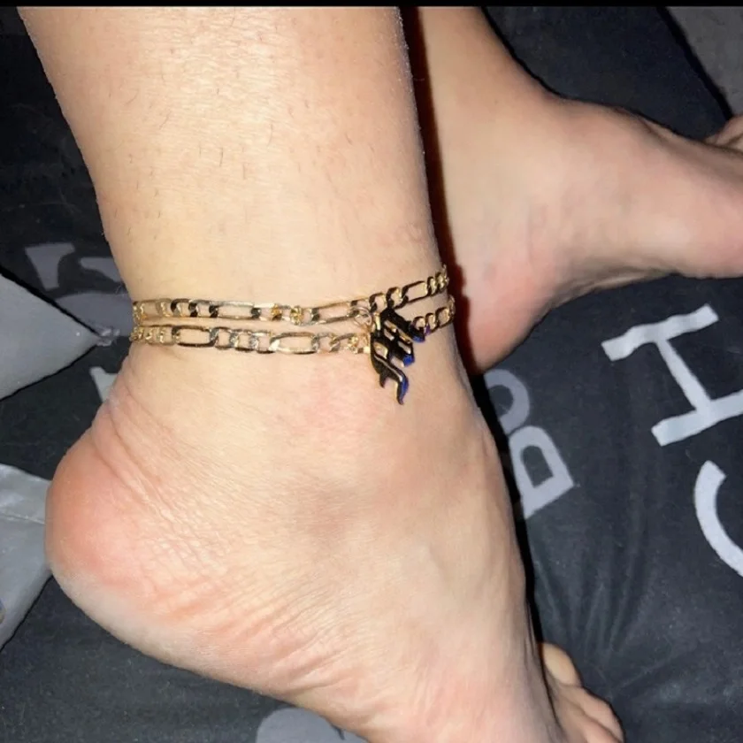 

Gold Plated Old English initial anklet stainless steel